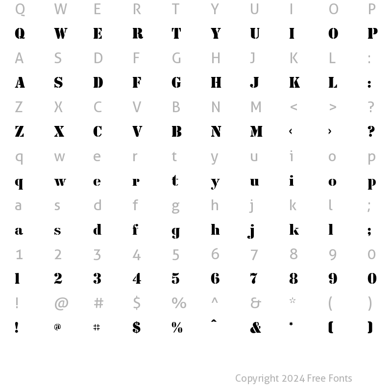 Character Map of CutOutsFLF Regular