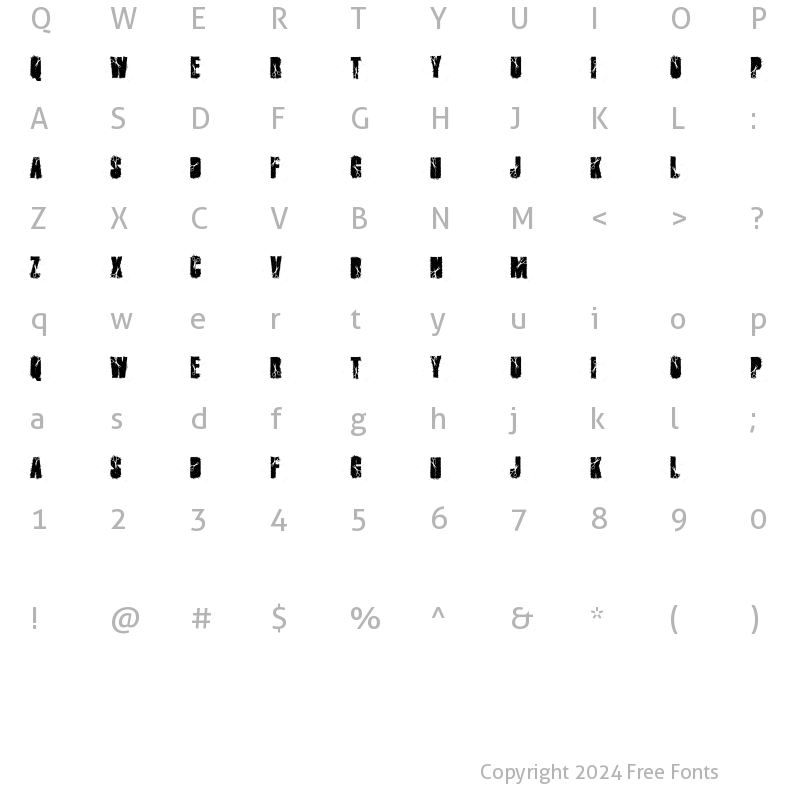 Character Map of cutter Regular