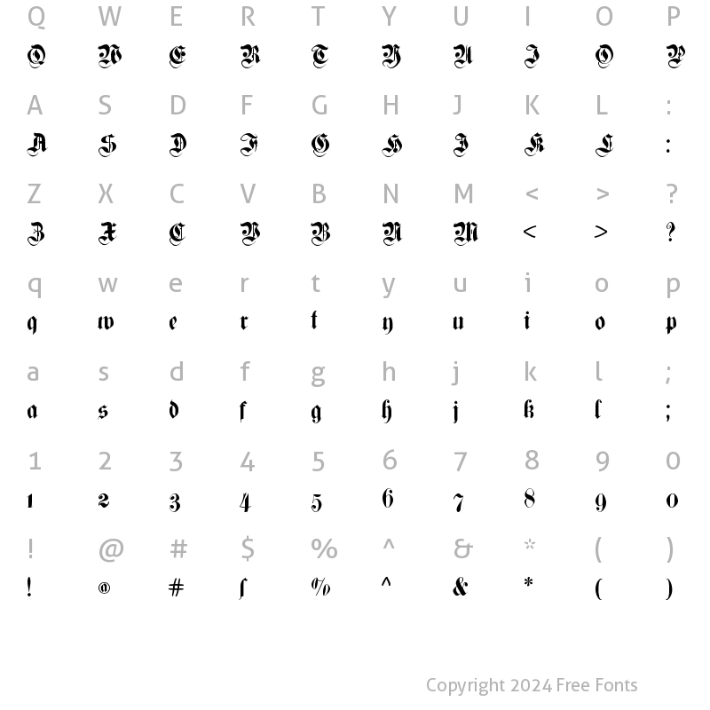 Character Map of CuxhavenTimes Regular