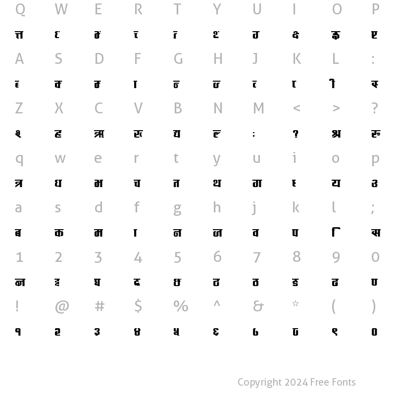 Character Map of CV Bipana Regular