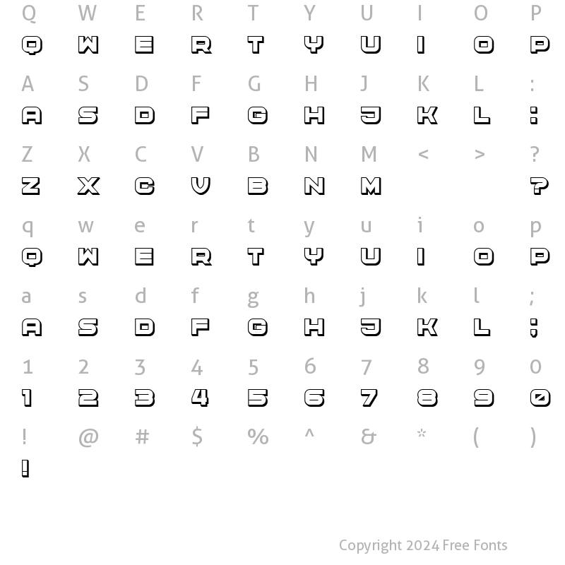 Character Map of Cyber Princess 3D Regular