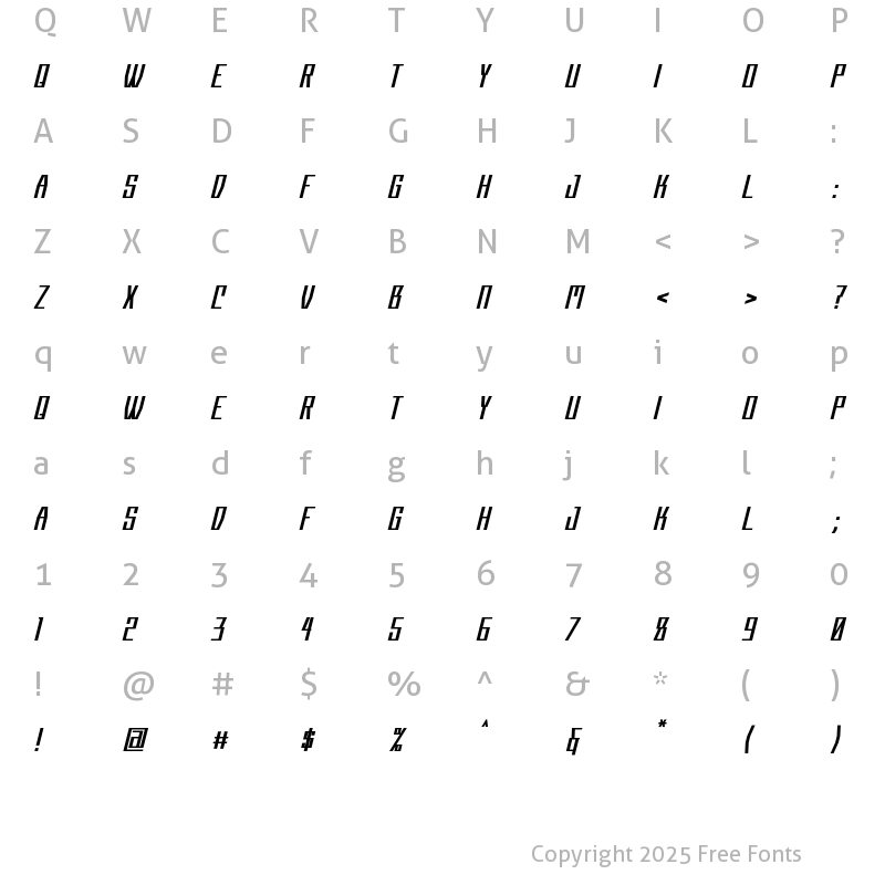 Character Map of Cyberflash Regular