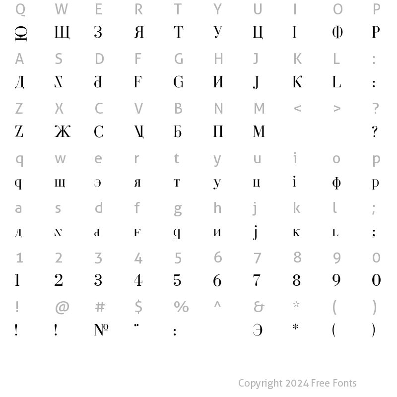 Character Map of Cyberia Regular