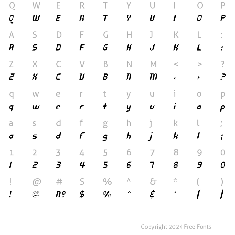 Character Map of Cyberotica-Medium Medium