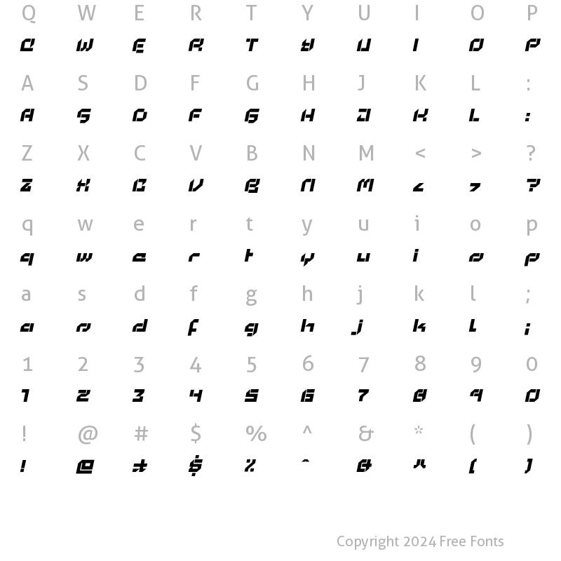 Character Map of Cyberwar FastDefense Regular