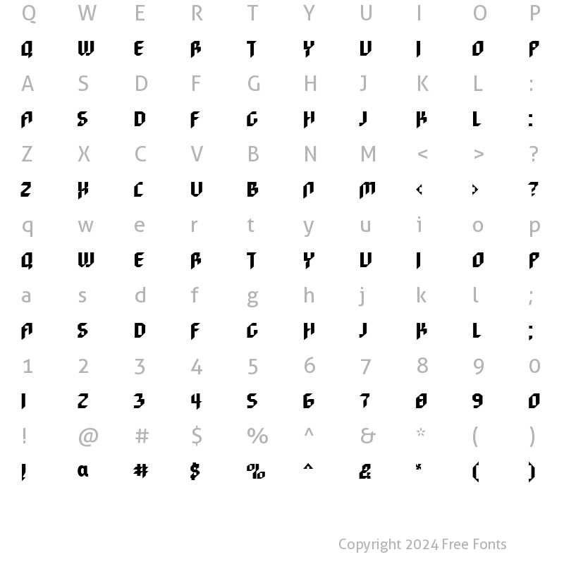 Character Map of Cyberwar Regular