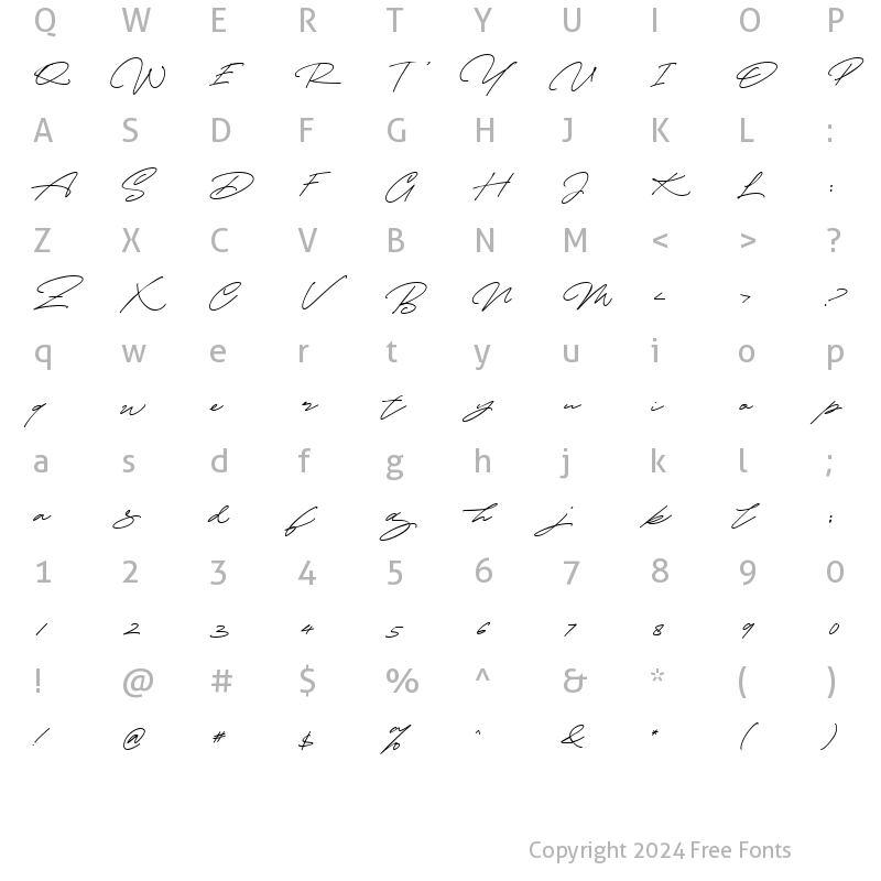 Character Map of Cynthia Blooms Regular