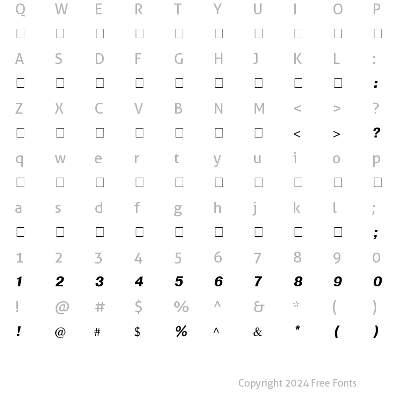 Character Map of CyrillicHelv Bold Italic