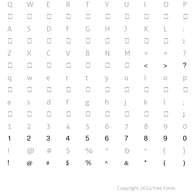 Character Map of CyrillicHelv Regular