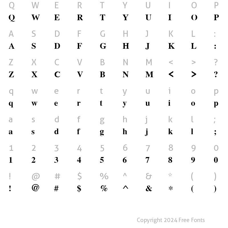 Character Map of CyrillicTimes Bold