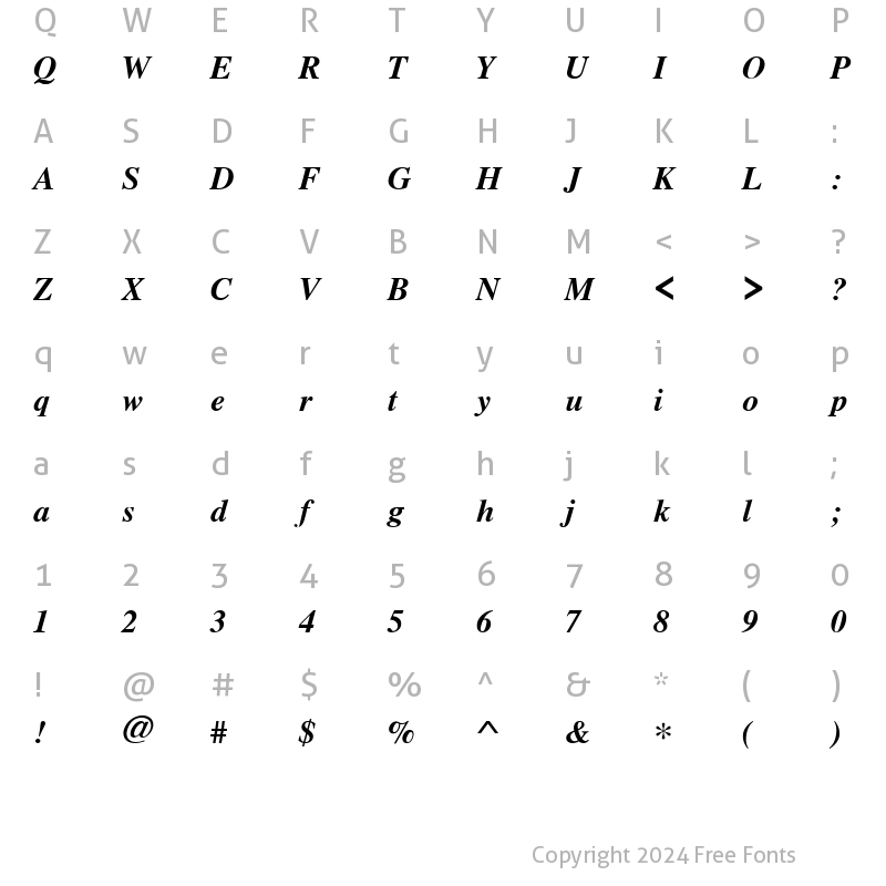 Character Map of CyrillicTimes BoldItalic