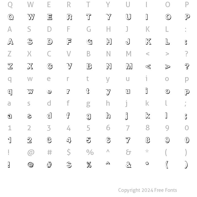 Character Map of Cyrvetica Shadow Bold