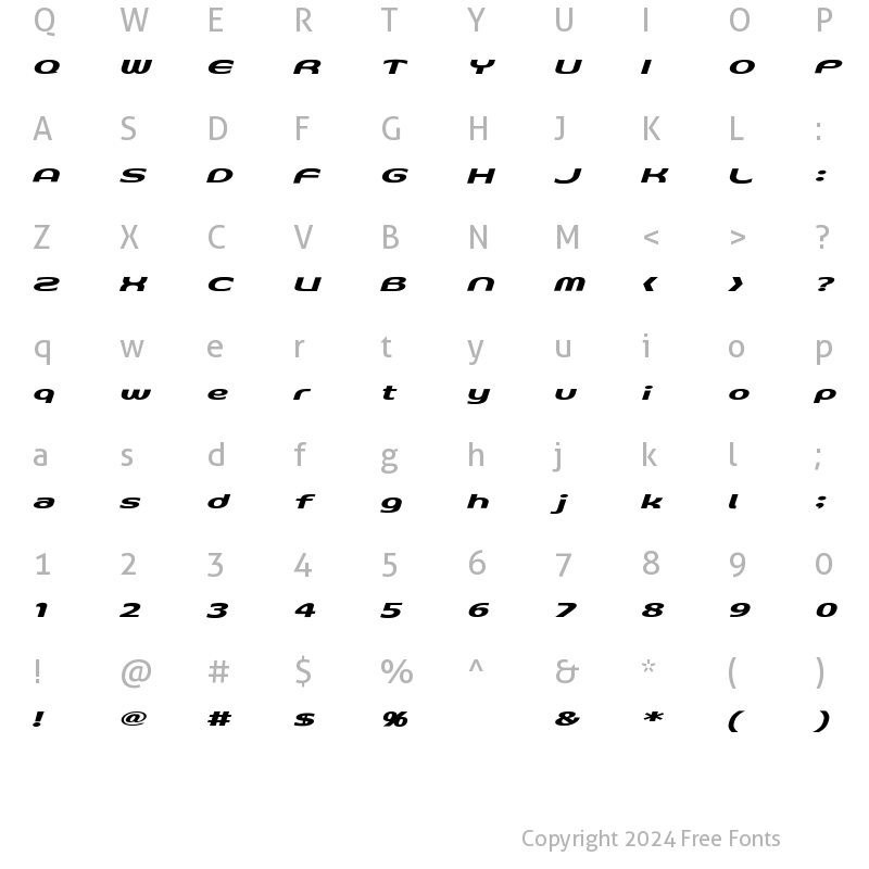 Character Map of D3 Archism Italic Regular