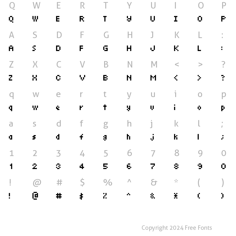 Character Map of D3 Coolbitmapism Regular