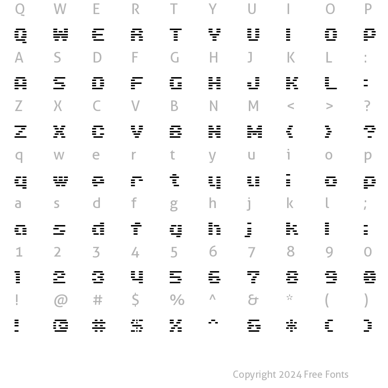 Character Map of D3 DigiBitMapism type A Regular