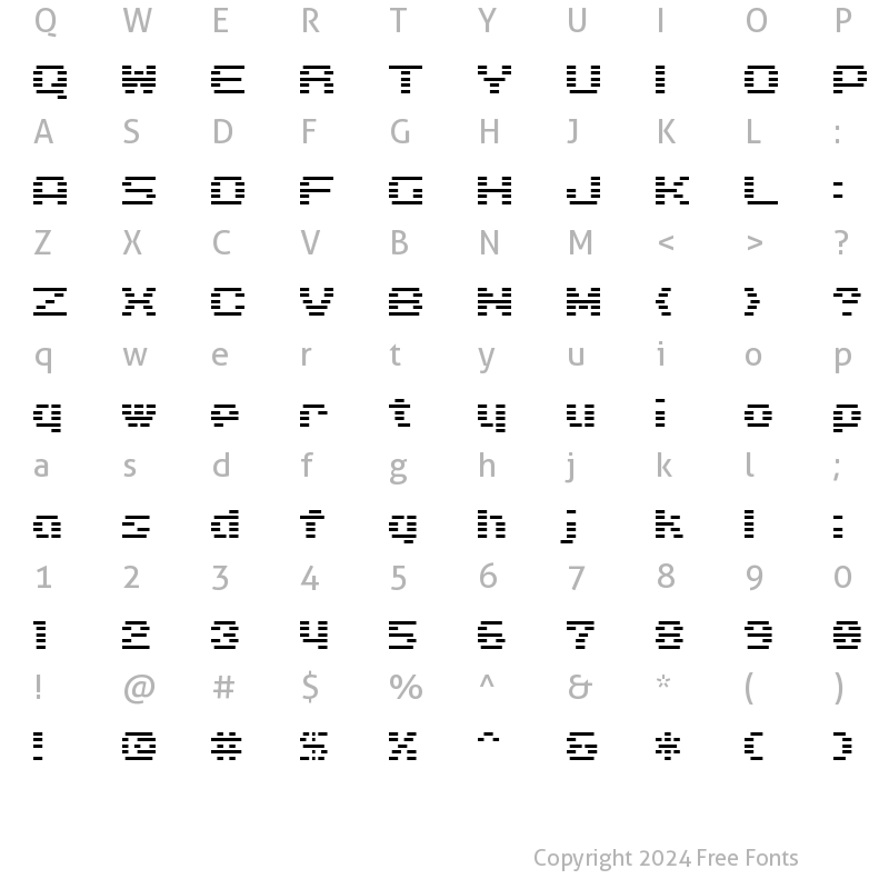 Character Map of D3 DigiBitMapism type A wide Regular