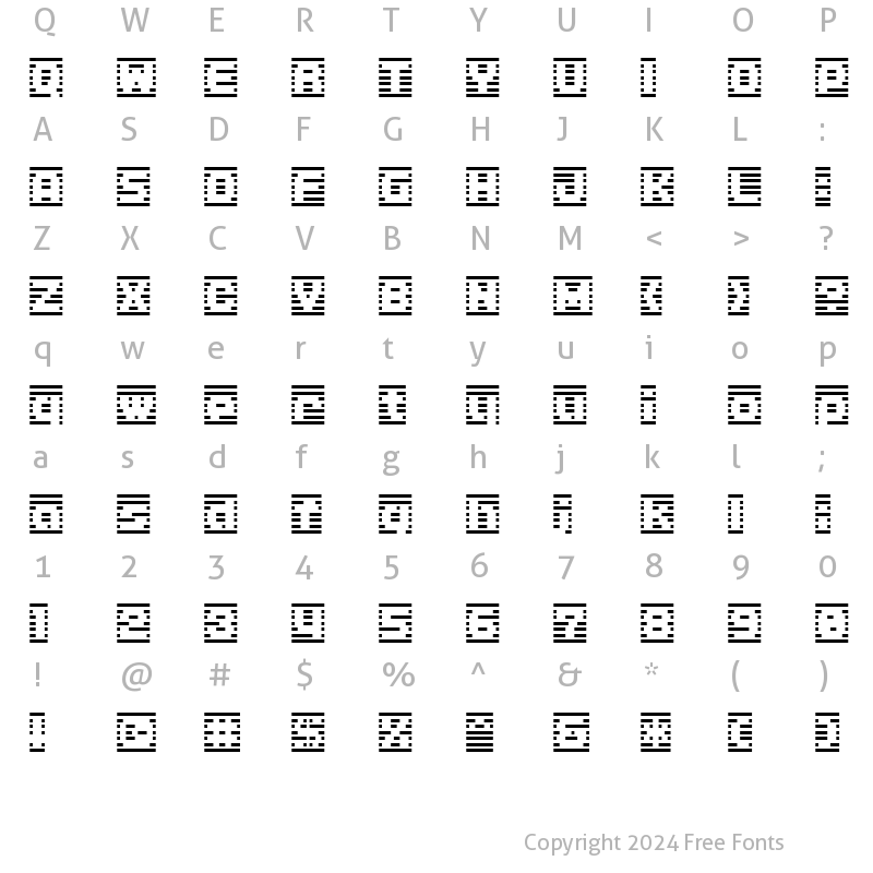 Character Map of D3 DigiBitMapism type B Regular