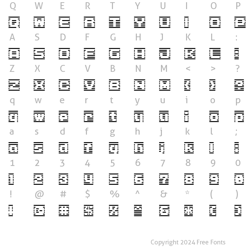 Character Map of D3 DigiBitMapism type B wide Regular