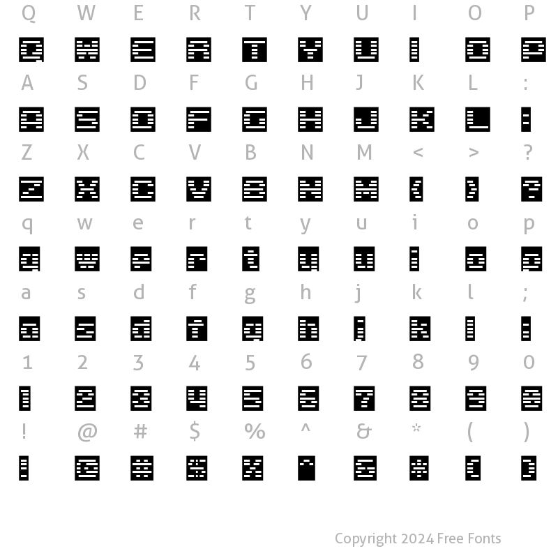 Character Map of D3 DigiBitMapism type C wide Regular