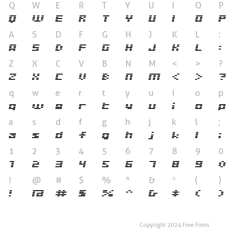 Character Map of D3 Digitalism Italic Regular