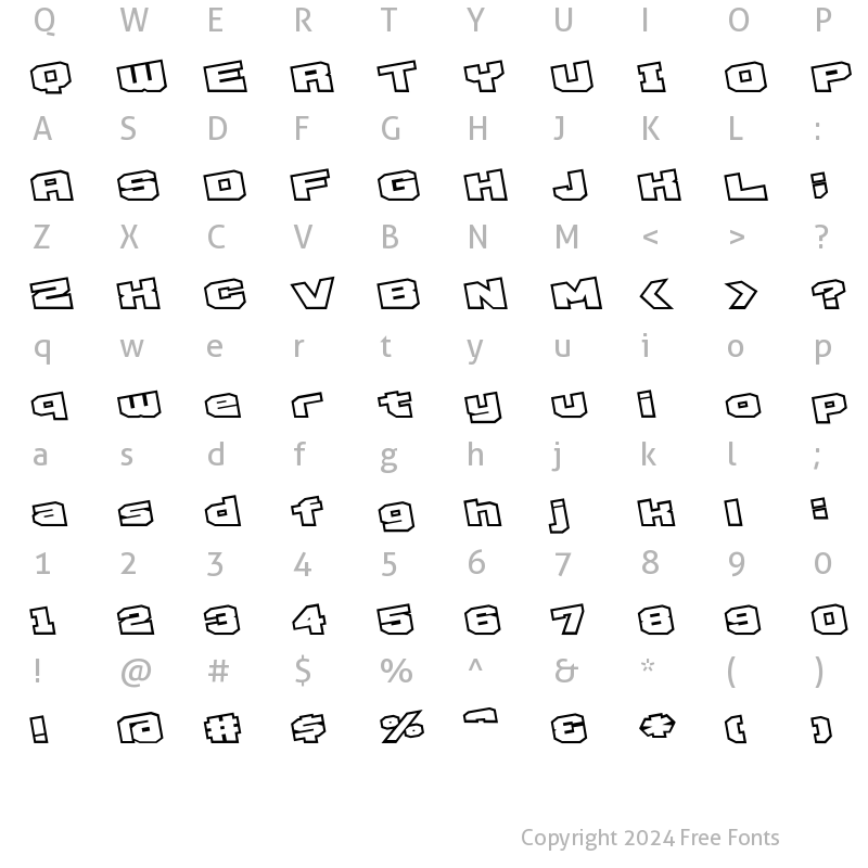 Character Map of D3 Egoistism outline extra Regular