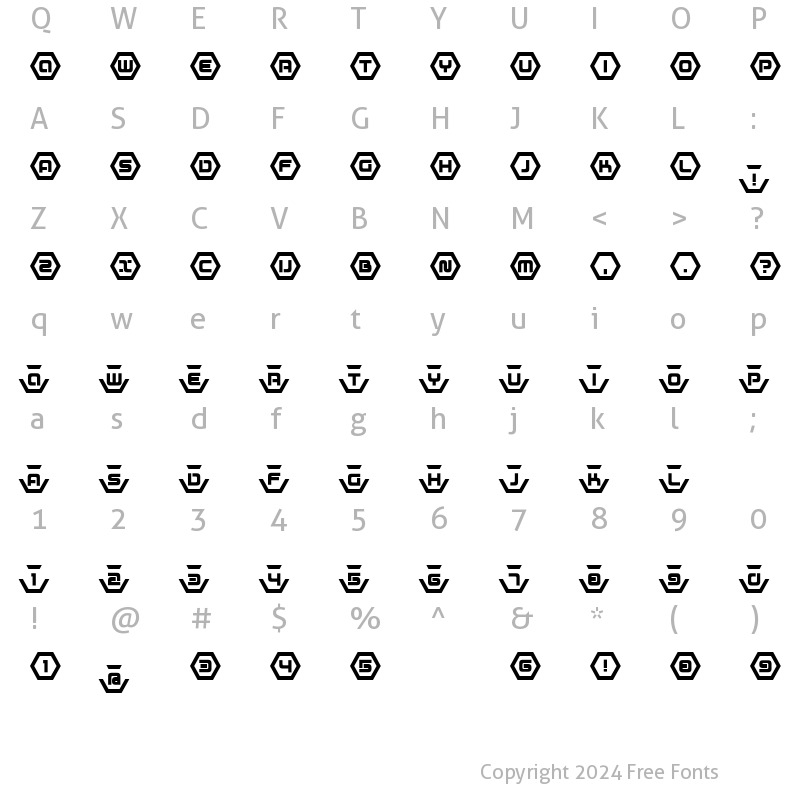 Character Map of D3 Honeycombism Bold Regular