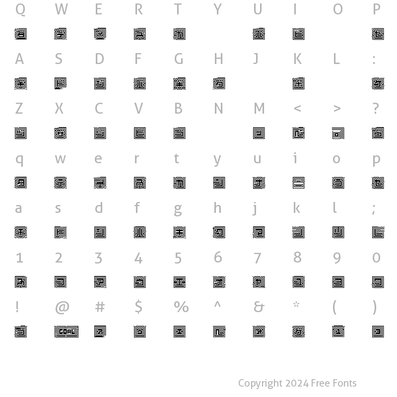 Character Map of D3 Labyrinthism katakana Regular