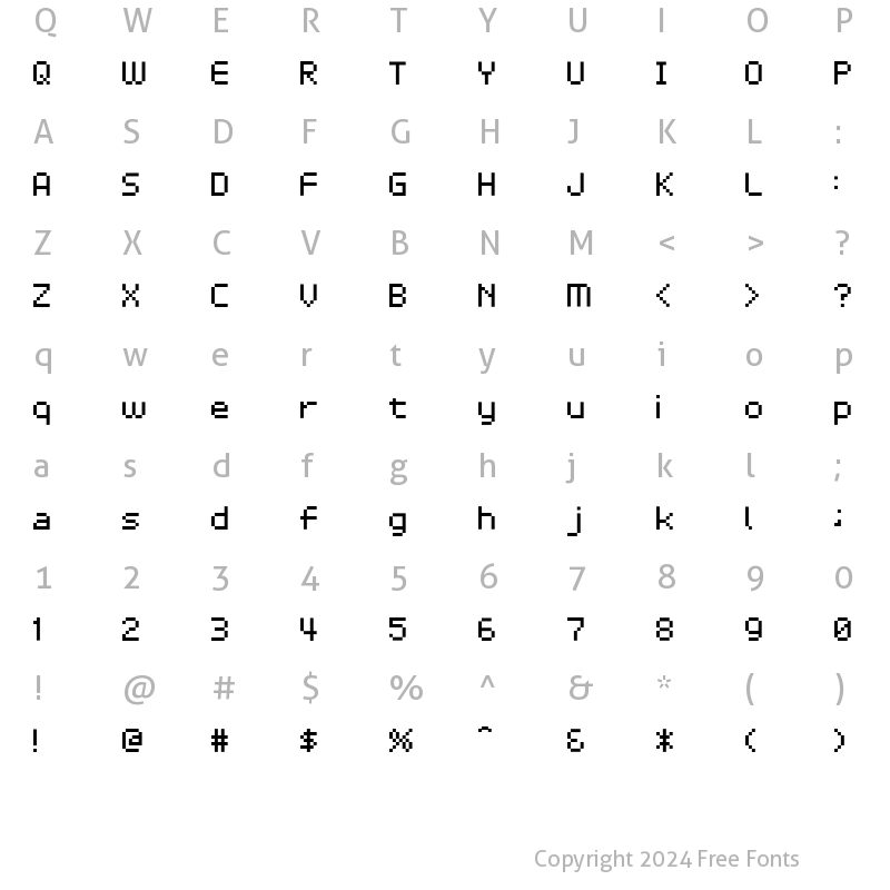 Character Map of D3 LiteBitMapism Regular