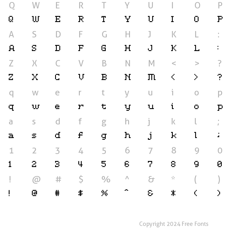 Character Map of D3 LiteBitMapism Selif Regular