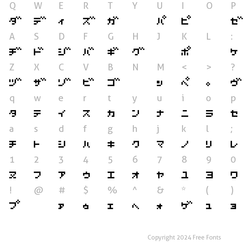 Character Map of D3 Littlebitmapism Katakana Regular