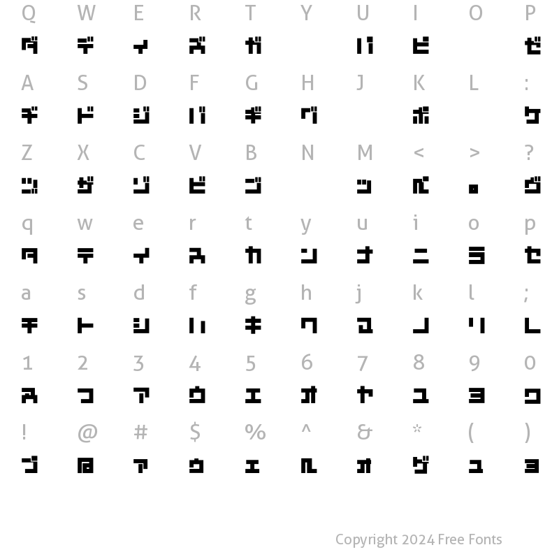 Character Map of D3 Mouldism Katakana Regular