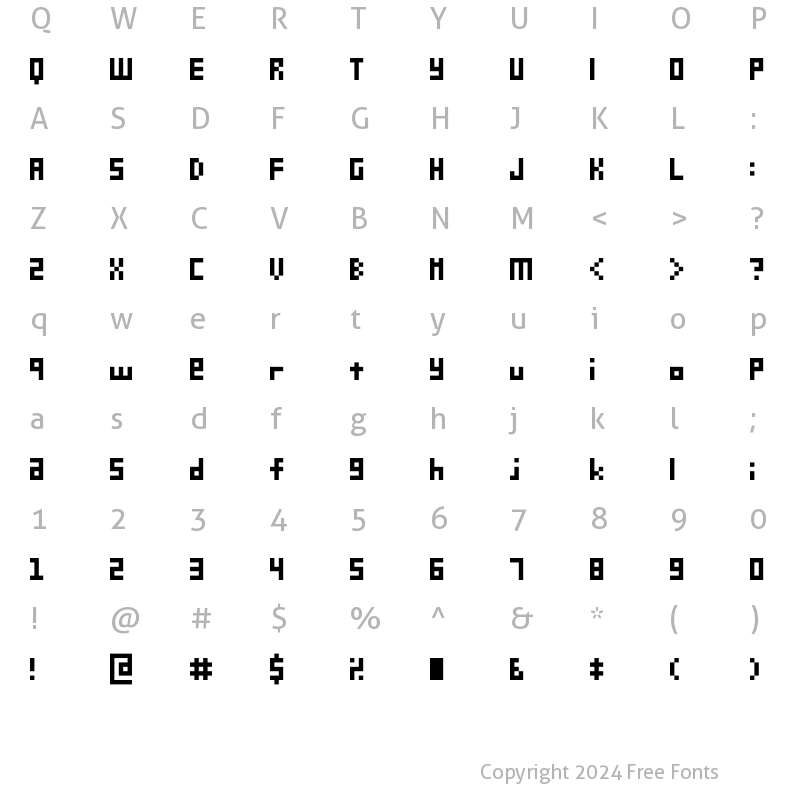 Character Map of D3 Petitbitmapism Flat Regular