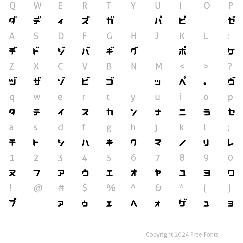 Character Map of D3 Radicalism Katakana Regular