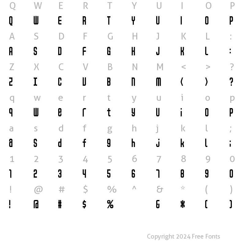 Character Map of D3 Smartism TypeB Regular