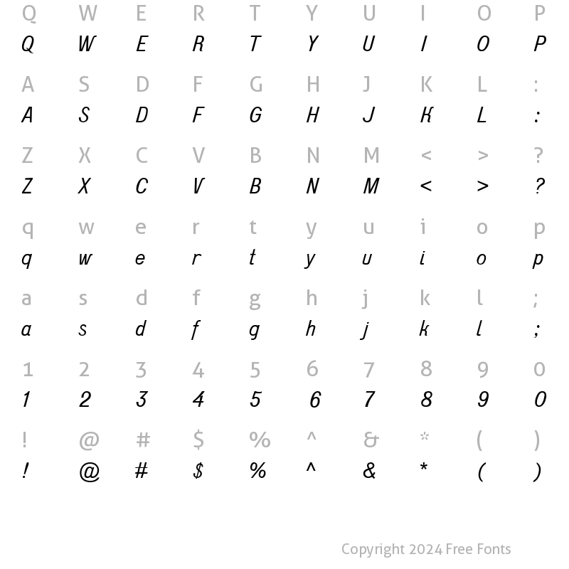 Character Map of D431 Italic