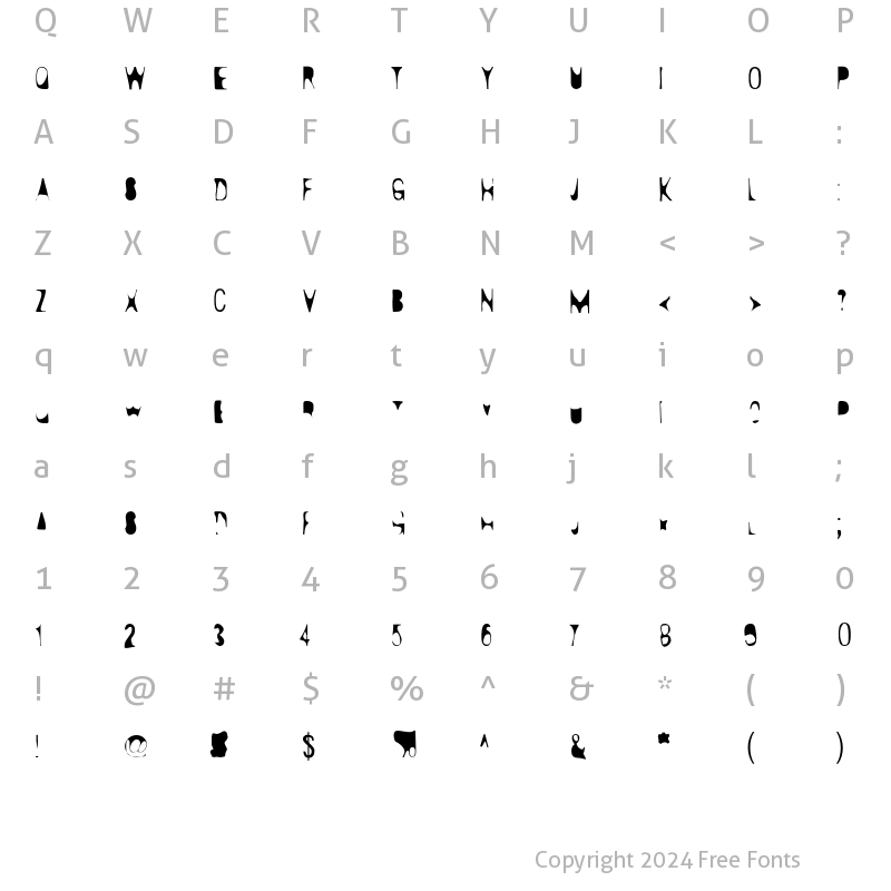 Character Map of D44Caps Light Regular