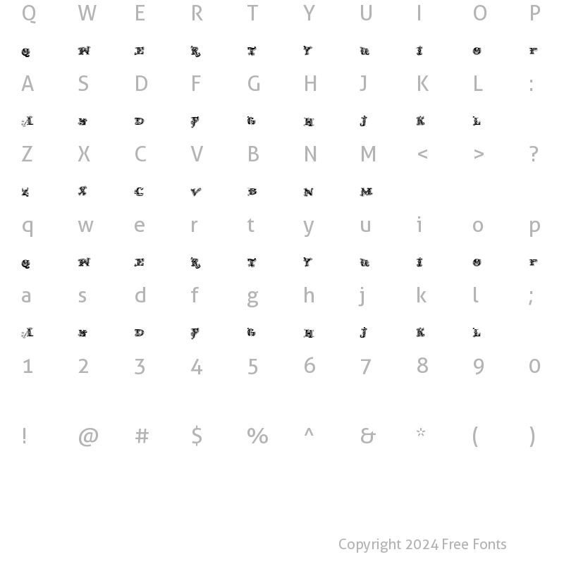 Character Map of D_OLD MODERN 2 Regular