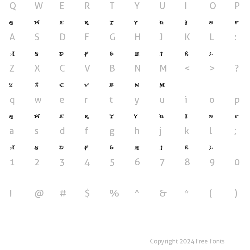 Character Map of D_OLD MODERN Regular