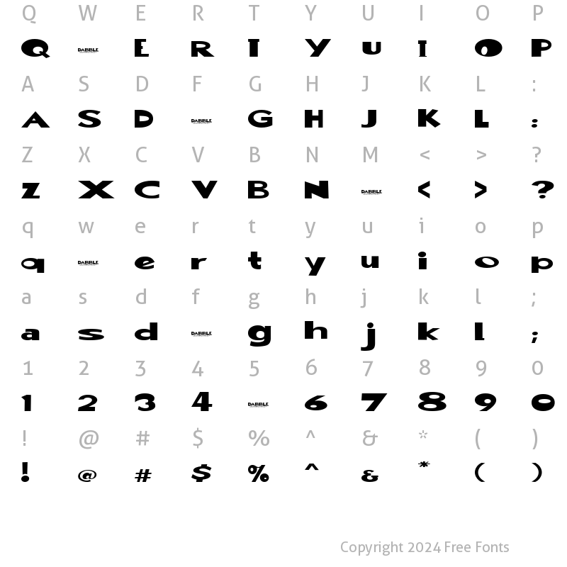 Character Map of Dabble(eval) Regular