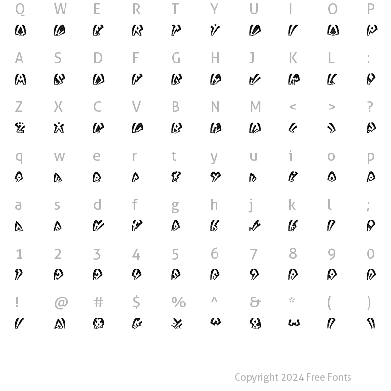 Character Map of Dack Shattered Regular