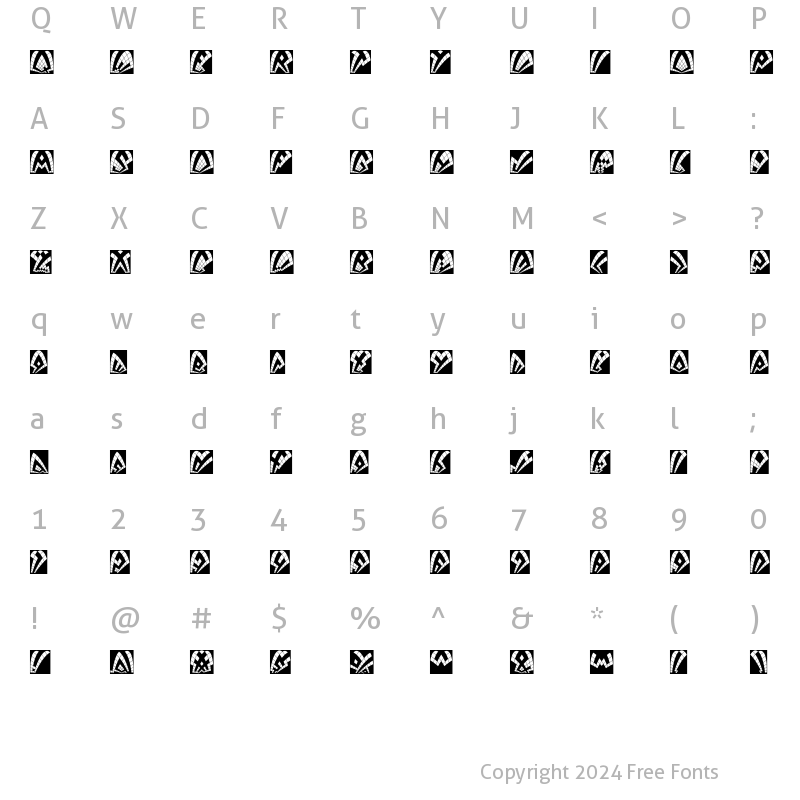 Character Map of Dack ShatteredNegative Regular