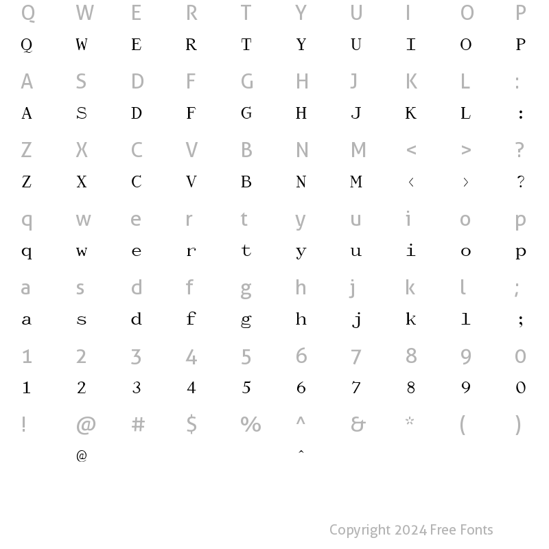 Character Map of Dactylographe (Unregistered) Regular