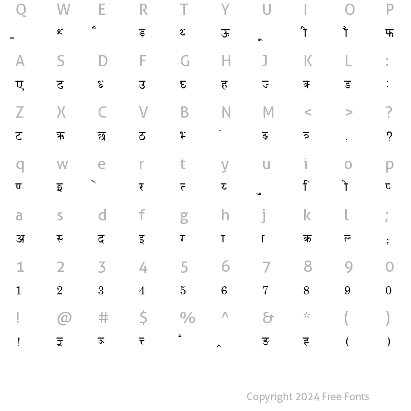 Character Map of Dadar Normal