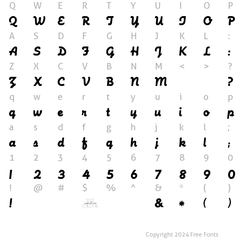 Character Map of D'addario 2 Regular