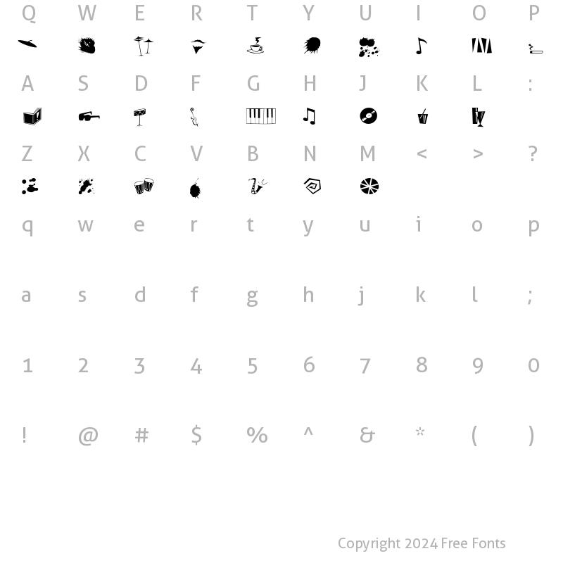 Character Map of DaddyO Crazy Regular