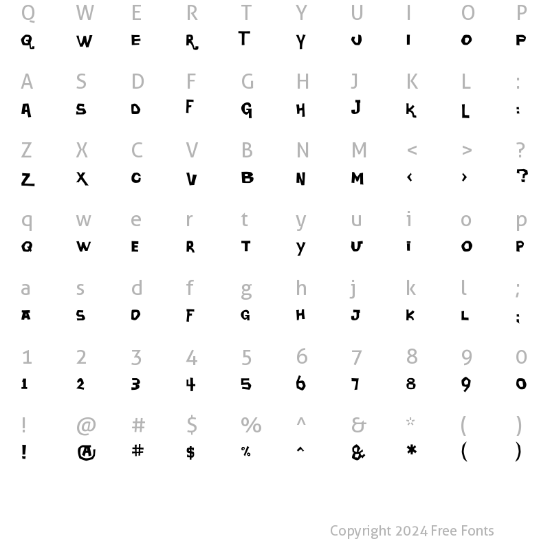 Character Map of DaddyOSquare Roman