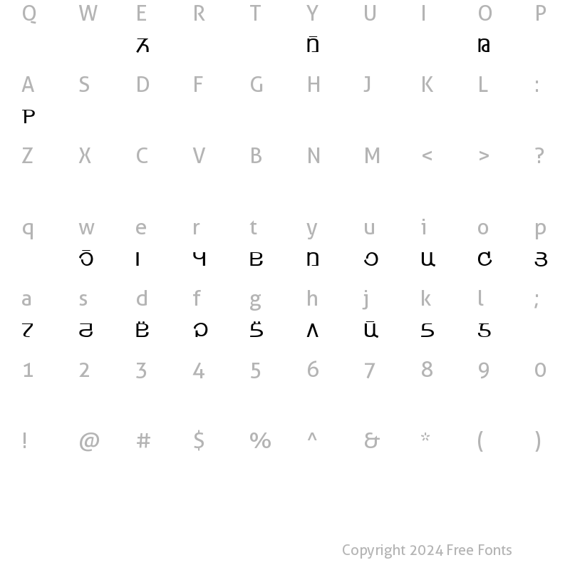 Character Map of Dadh Ath Regular