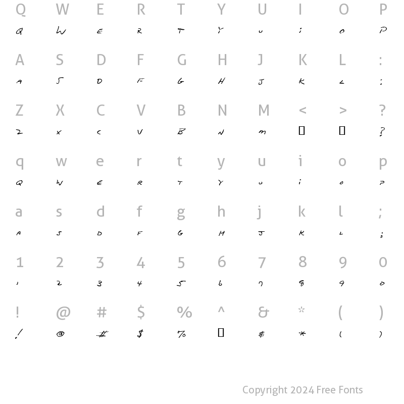 Character Map of Dad's Recipe Regular