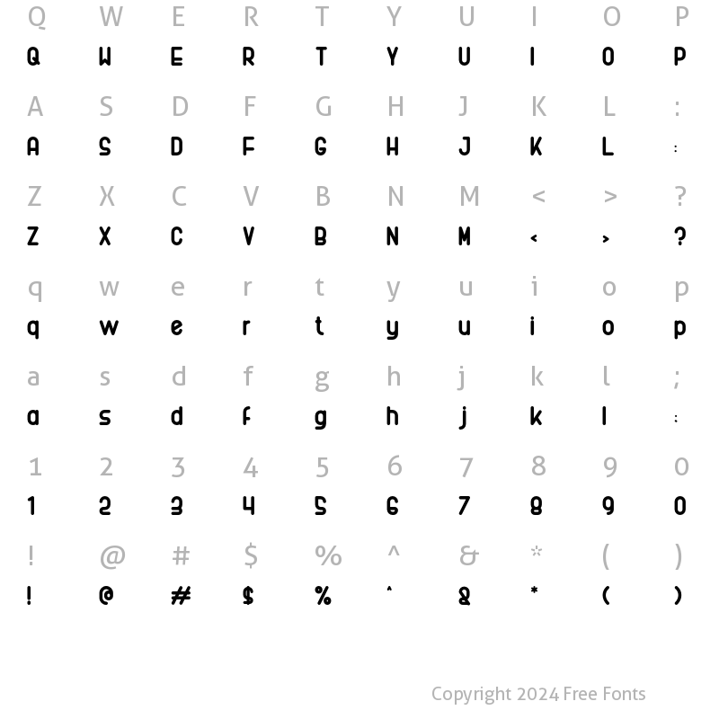 Character Map of Dadung Bold Regular