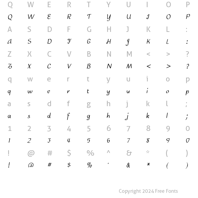 Character Map of Daemon Regular